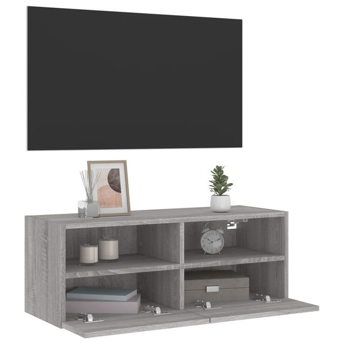 Meuble TV mural sonoma gris 80x30x30 cm bois d'ingénierie - Photo n°6