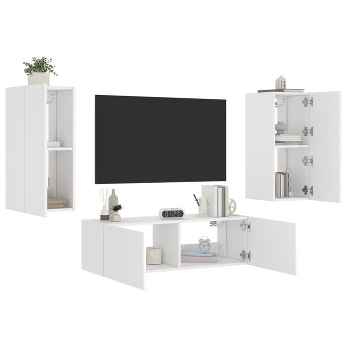 Meuble TV muraux 3 pcs avec lumières LED blanc - Photo n°1