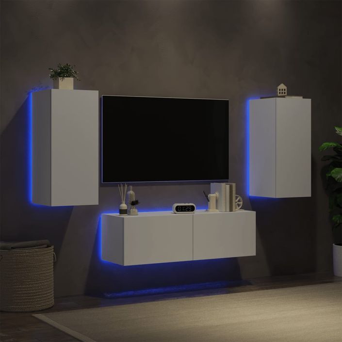 Meuble TV muraux 3 pcs avec lumières LED blanc - Photo n°4