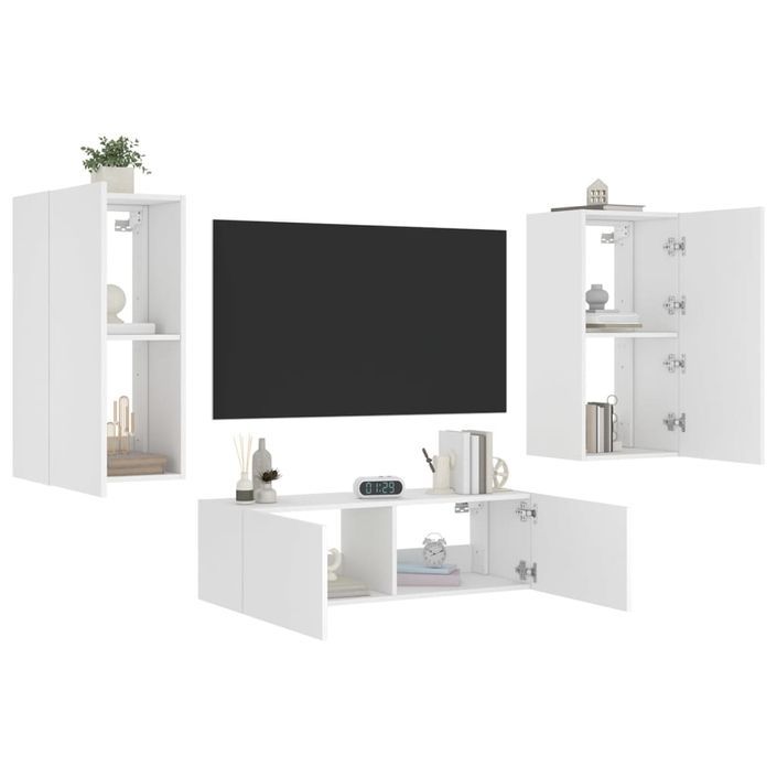 Meuble TV muraux 3 pcs avec lumières LED blanc - Photo n°1