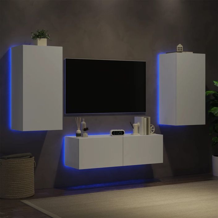 Meuble TV muraux 3 pcs avec lumières LED blanc - Photo n°4