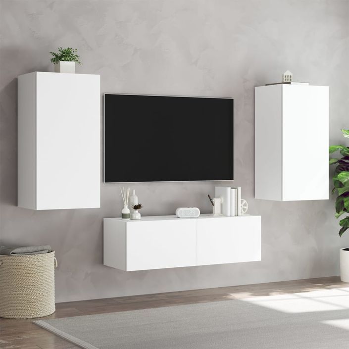 Meuble TV muraux 3 pcs avec lumières LED blanc - Photo n°5