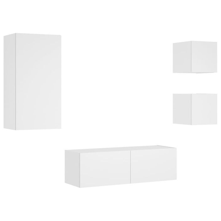 Meuble TV muraux 4 pcs avec lumières LED blanc - Photo n°3