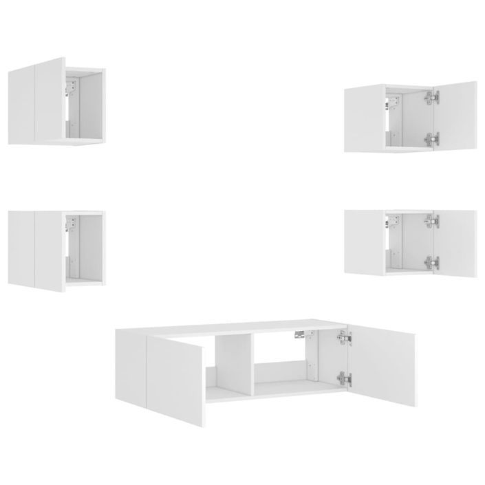 Meuble TV muraux 5 pcs avec lumières LED blanc - Photo n°6