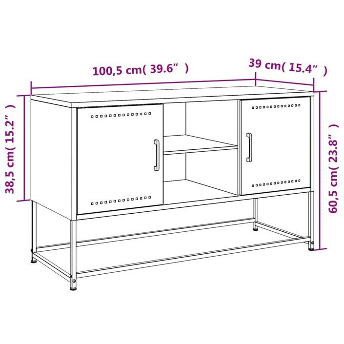 Meuble TV noir 100,5x39x60,5 cm acier - Photo n°12