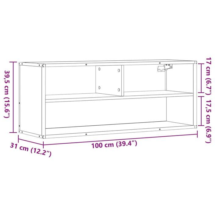 Meuble TV noir 100x31x39,5 cm bois d'ingénierie et métal - Photo n°10