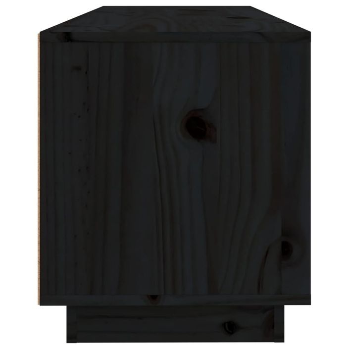 Meuble TV Noir 100x34x40 cm Bois de pin massif - Photo n°8