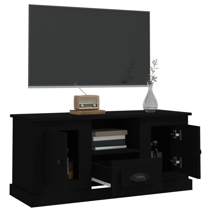 Meuble TV noir 100x35,5x45 cm bois d'ingénierie - Photo n°5