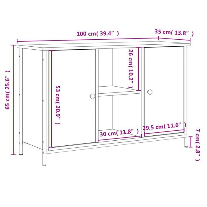 Meuble TV noir 100x35x65 cm bois d'ingénierie - Photo n°11