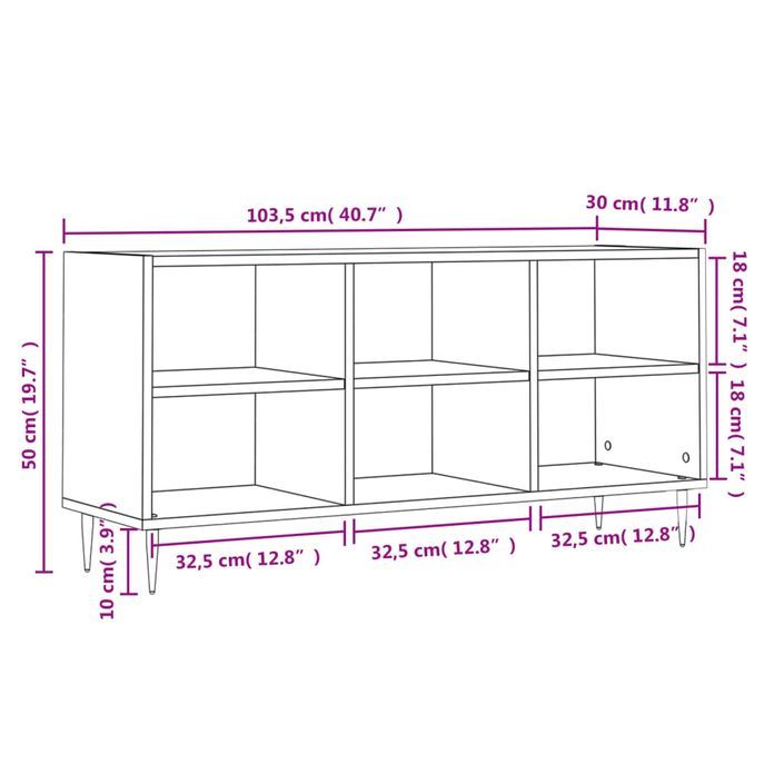 Meuble TV noir 103,5x30x50 cm bois d'ingénierie - Photo n°9