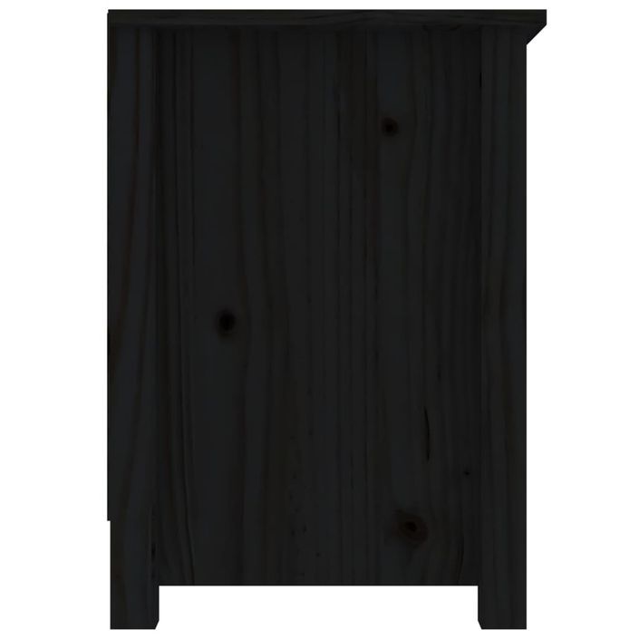 Meuble TV Noir 103x36,5x52 cm Bois de pin massif - Photo n°5