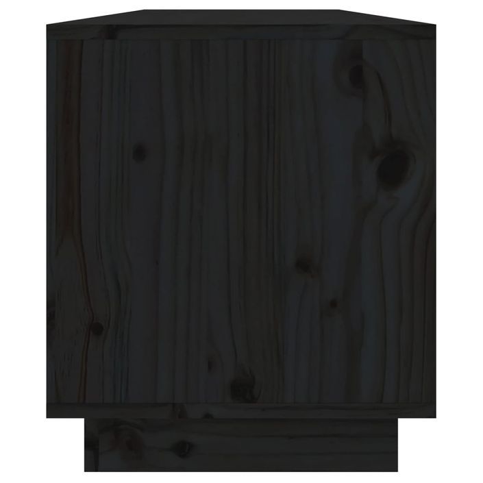 Meuble TV Noir 110,5x34x40 cm Bois de pin massif - Photo n°5