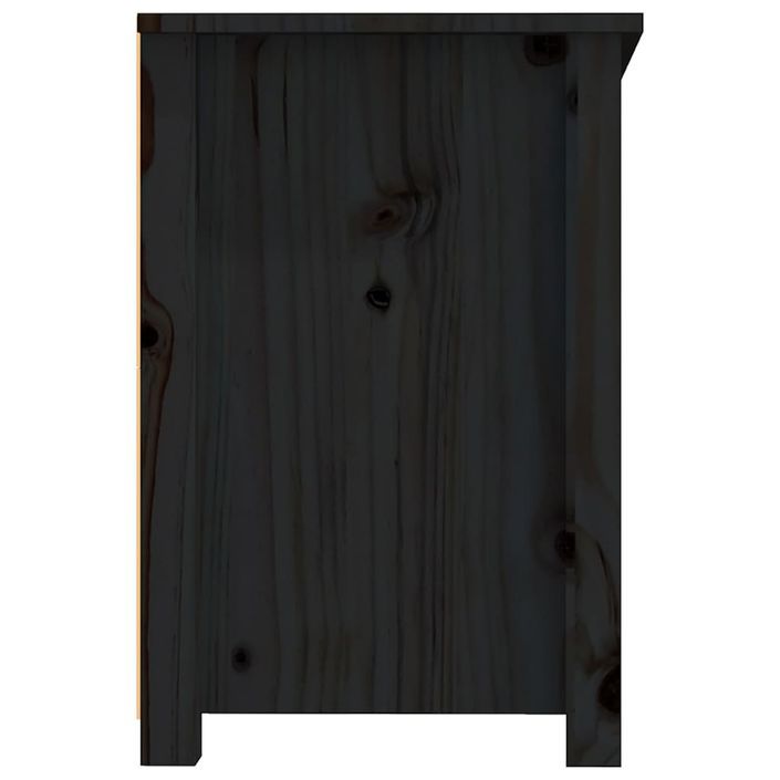 Meuble TV Noir 114x35x52 cm Bois de pin massif - Photo n°8