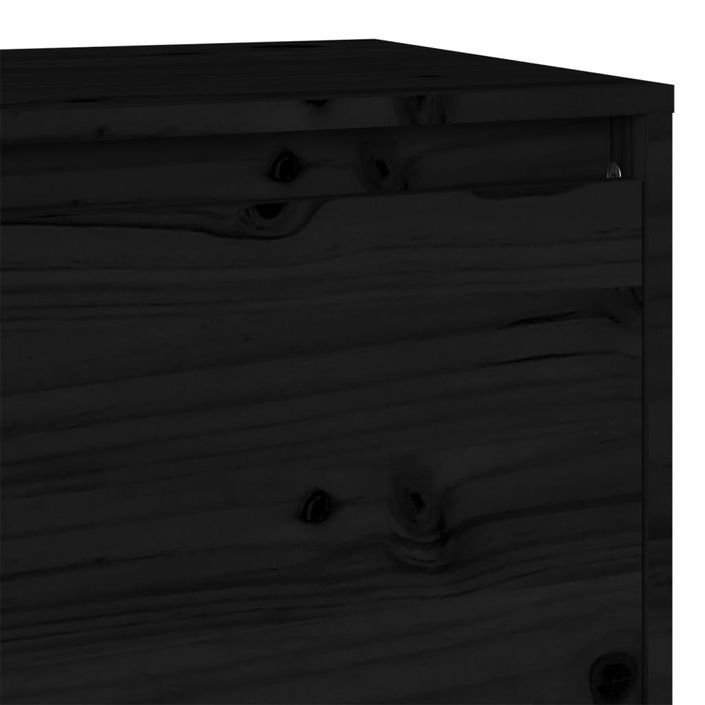 Meuble TV Noir 140x35x40 cm Bois de pin massif - Photo n°8