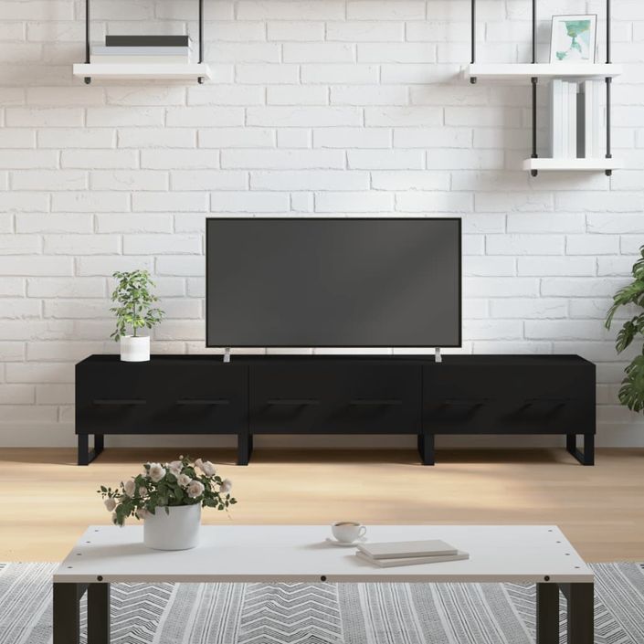 Meuble TV noir 150x36x30 cm bois d'ingénierie - Photo n°1