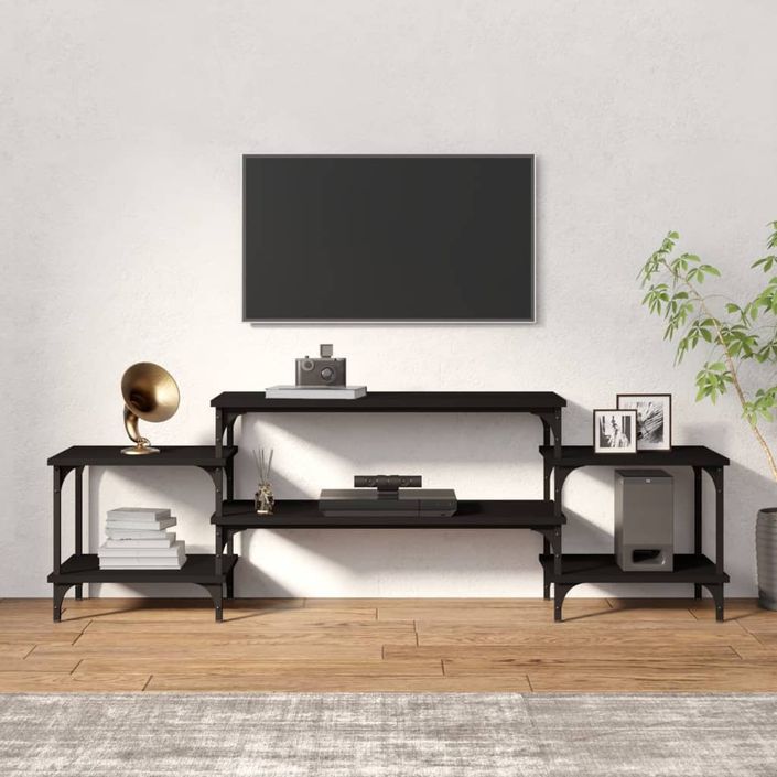 Meuble TV noir 157x35x52 cm bois d'ingénierie - Photo n°3