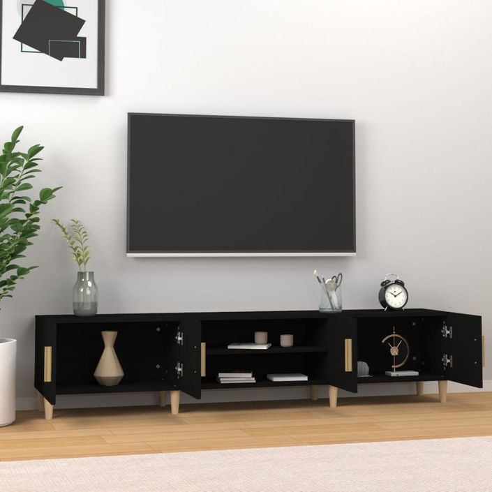 Meuble TV noir 180x31,5x40 cm bois d'ingénierie - Photo n°3