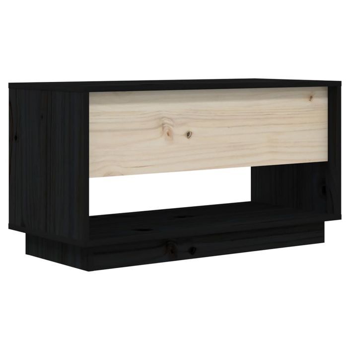 Meuble TV Noir 74x34x40 cm Bois de pin massif - Photo n°6