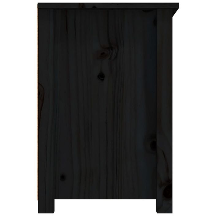 Meuble TV Noir 79x35x52 cm Bois de pin massif - Photo n°8