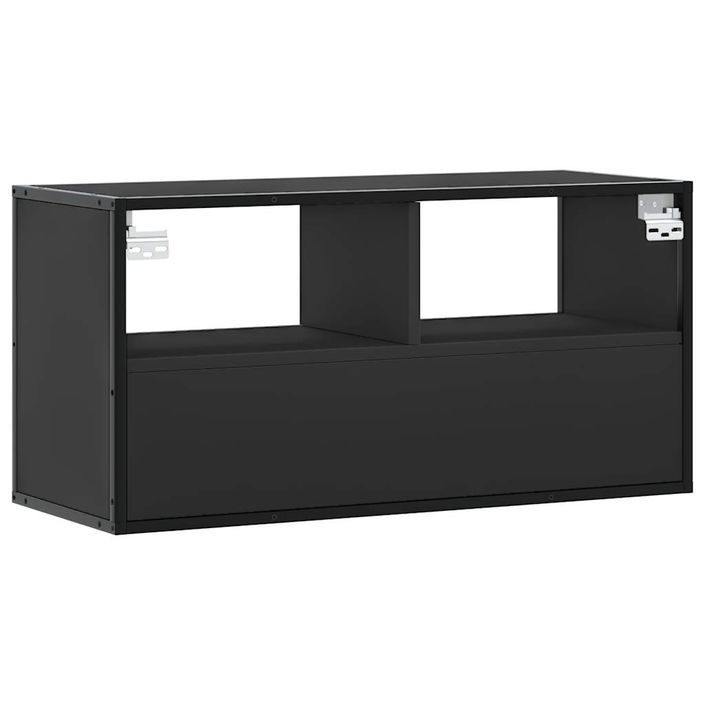 Meuble TV noir 80x31x39,5 cm bois d'ingénierie et métal - Photo n°6