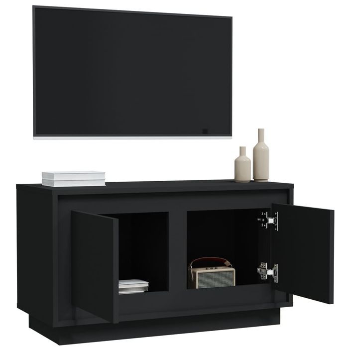 Meuble TV noir 80x35x45 cm bois d'ingénierie - Photo n°5