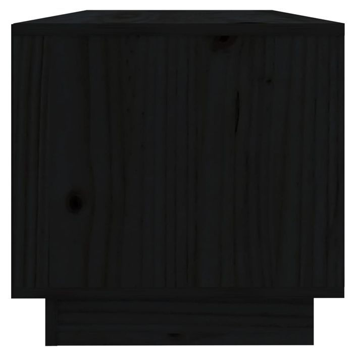 Meuble TV Noir 90x35x35 cm Bois de pin massif - Photo n°4