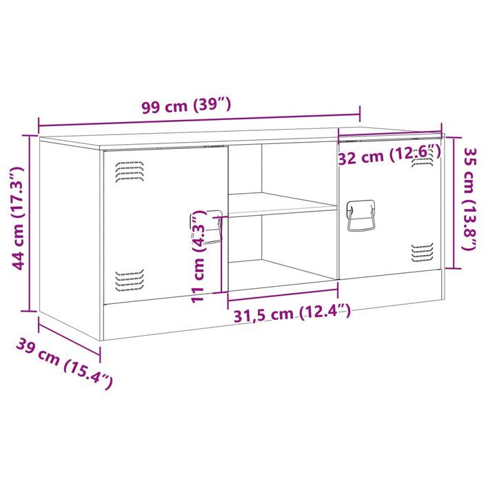 Meuble TV noir 99x39x44 cm acier - Photo n°12