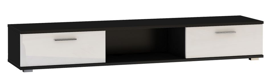 Meuble TV noir et blanc brillant Flexa 176 cm - Photo n°1