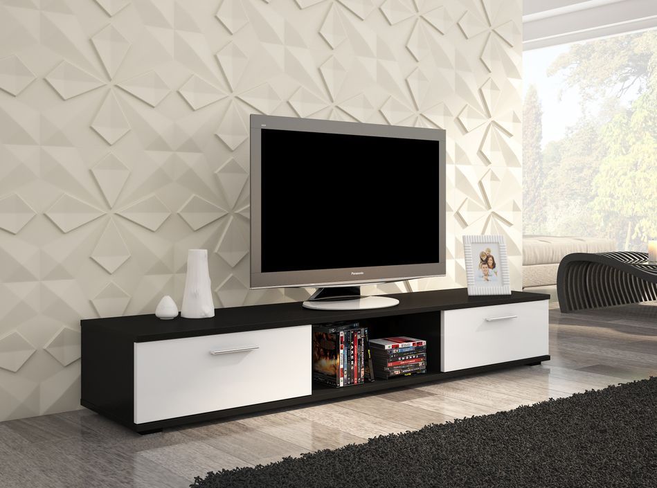 Meuble TV noir et blanc mat Flexa 176 cm - Photo n°2