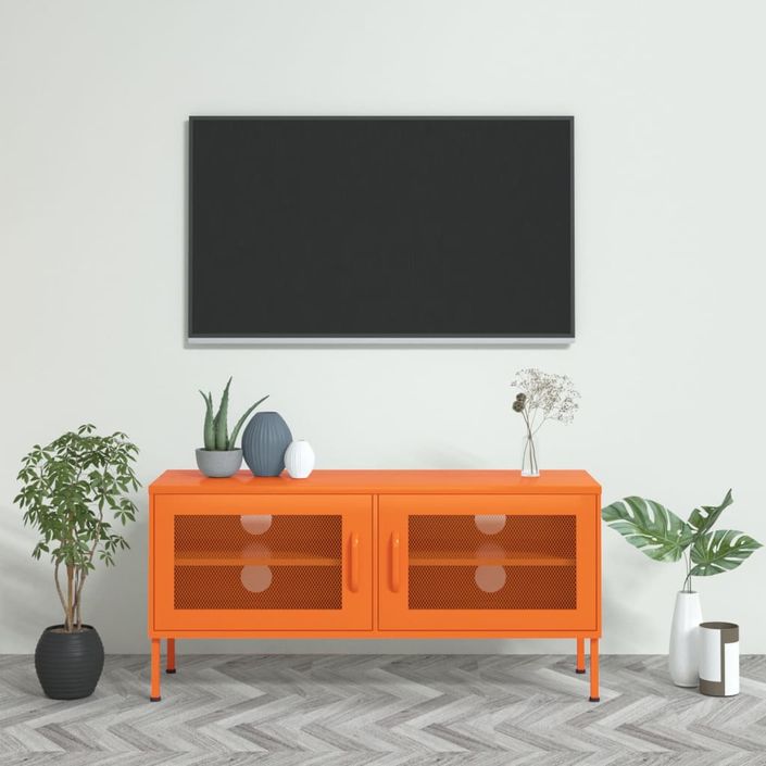 Meuble TV Orange 105x35x50 cm Acier 2 - Photo n°2