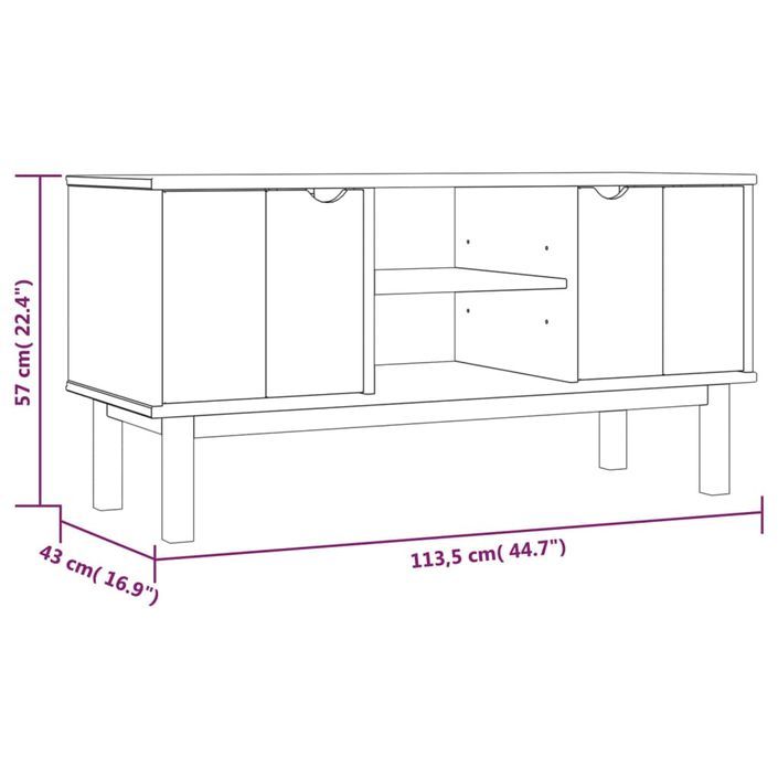 Meuble TV OTTA 113,5x43x57 cm Bois de pin massif - Photo n°6