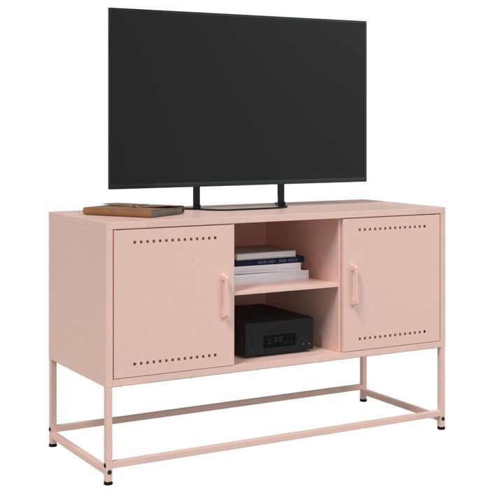 Meuble TV rose 100,5x39x60,5 cm acier - Photo n°4