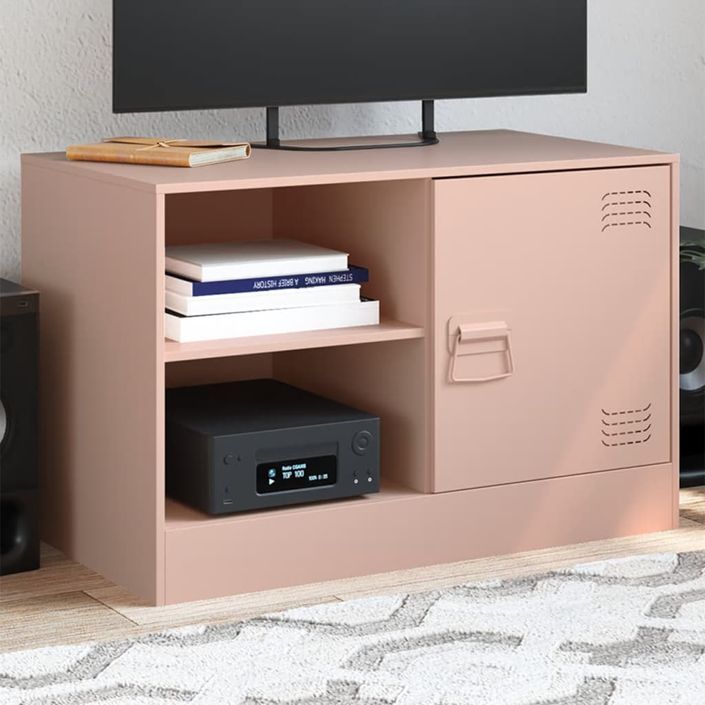 Meuble TV rose 67x39x44 cm acier - Photo n°1