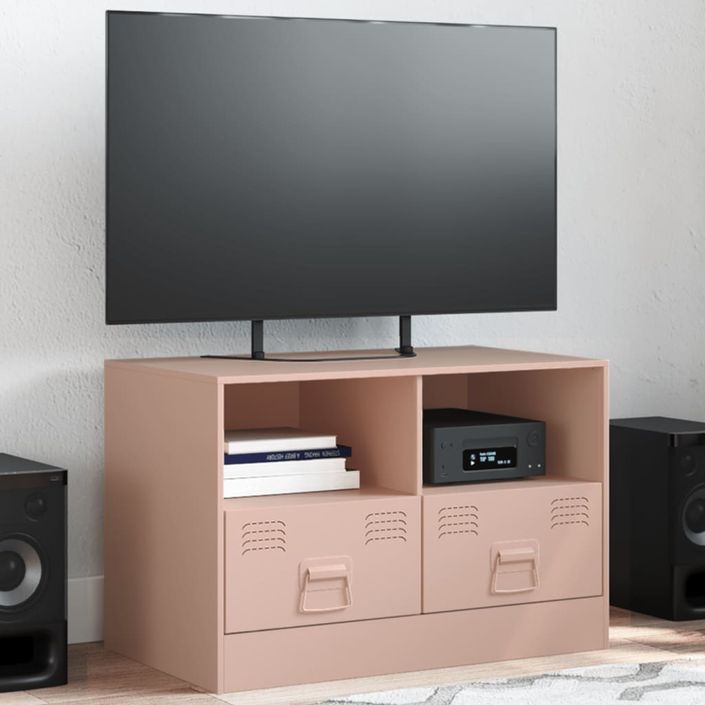 Meuble TV rose 67x39x44 cm acier - Photo n°1