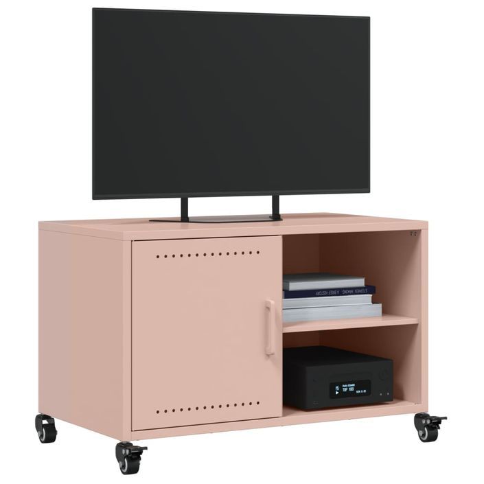 Meuble TV rose 68x39x43,5 cm acier laminé à froid - Photo n°4