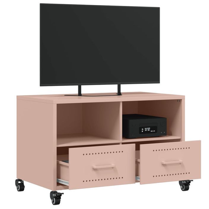 Meuble TV rose 68x39x43,5 cm acier laminé à froid - Photo n°5