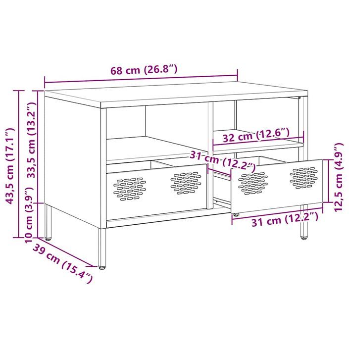 Meuble TV rose 68x39x43,5 cm acier laminé à froid - Photo n°12