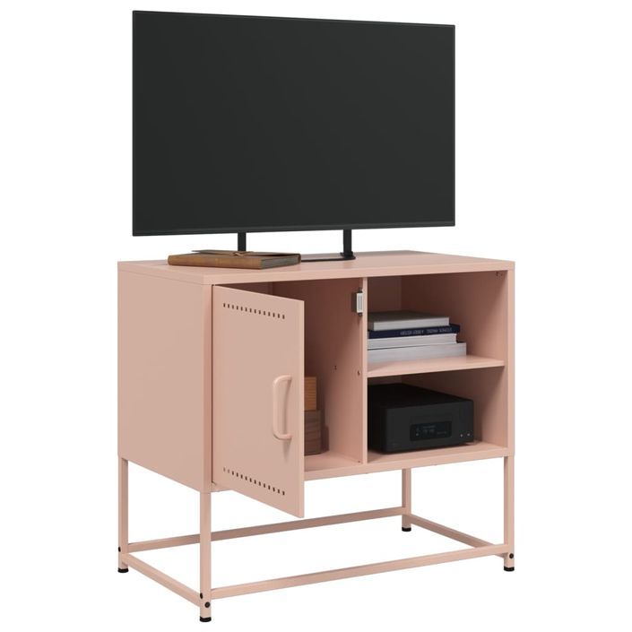 Meuble TV rose 68x39x60,5 cm acier - Photo n°4