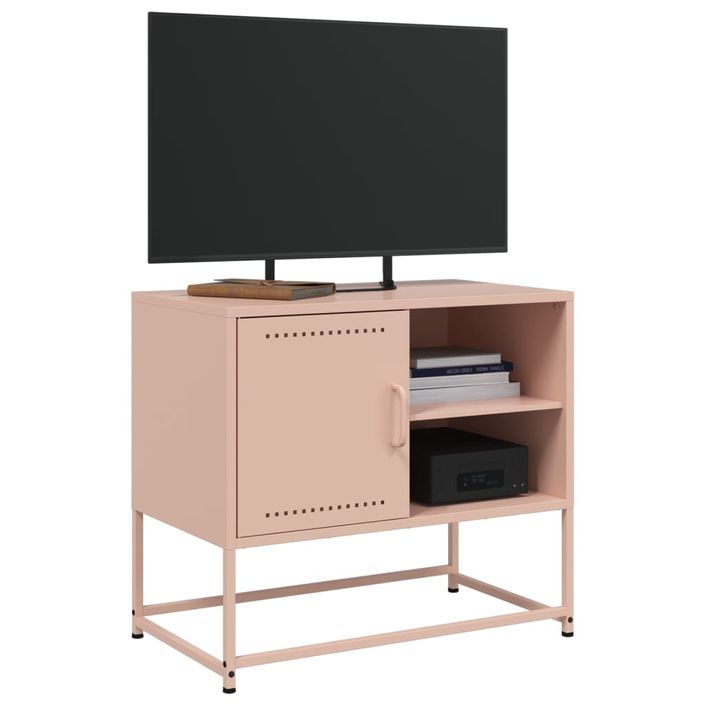 Meuble TV rose 68x39x60,5 cm acier - Photo n°5