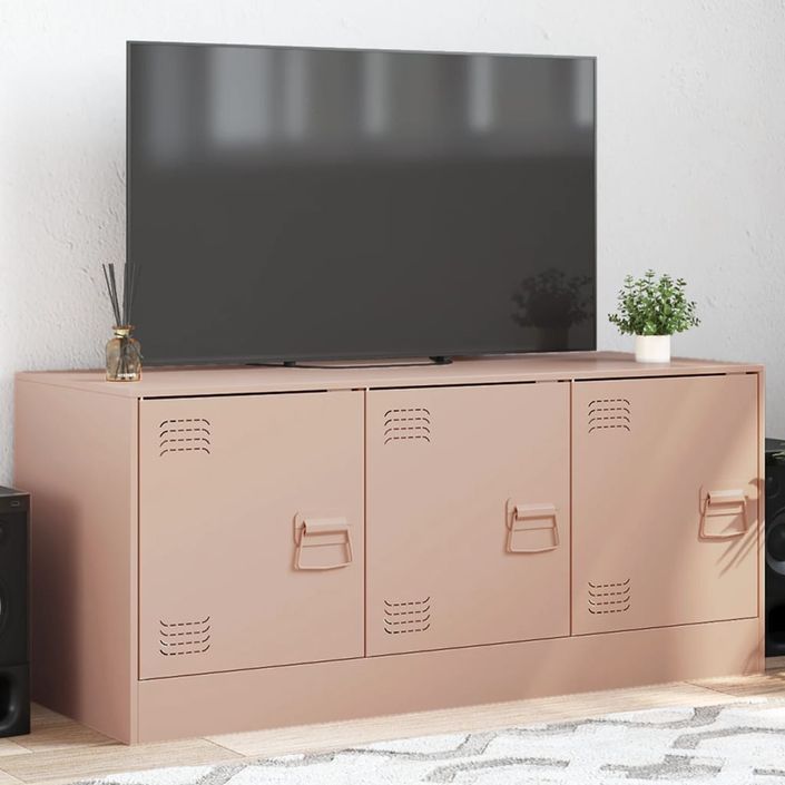 Meuble TV rose 99x39x44 cm acier - Photo n°1