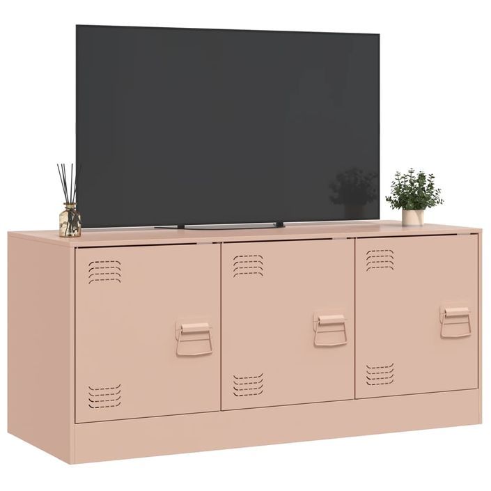 Meuble TV rose 99x39x44 cm acier - Photo n°5