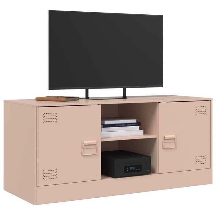 Meuble TV rose 99x39x44 cm acier - Photo n°4