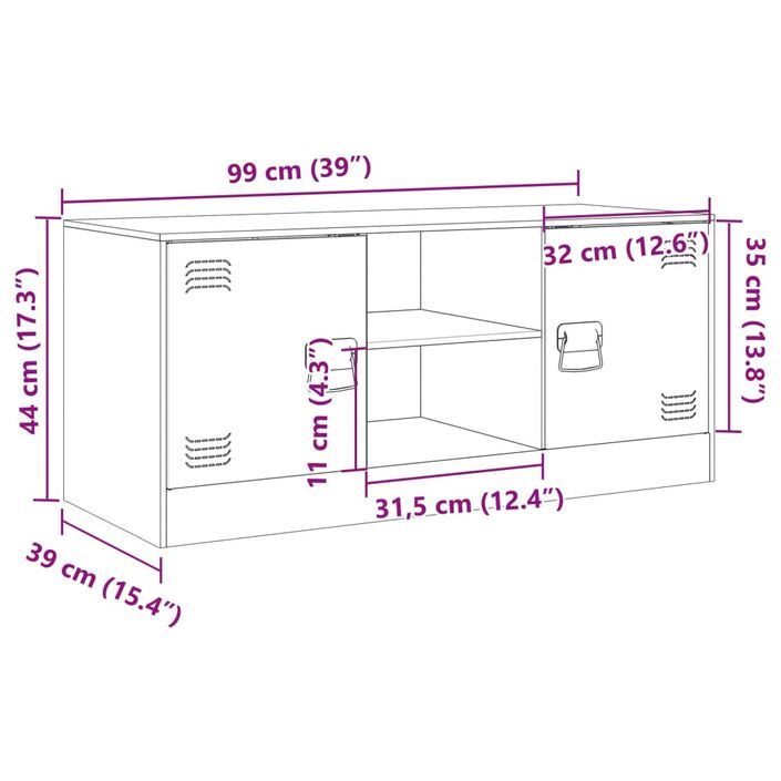 Meuble TV rose 99x39x44 cm acier - Photo n°12