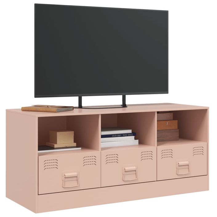 Meuble TV rose 99x39x44 cm acier - Photo n°4