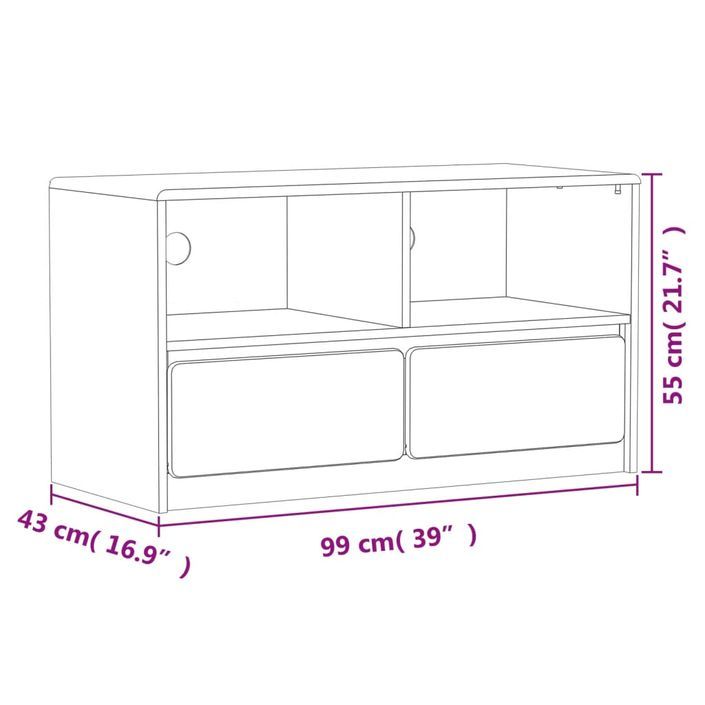 Meuble TV SAUDA chêne 99x43x55 cm bois de pin massif - Photo n°8