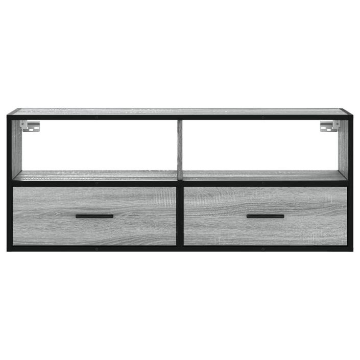 Meuble TV sonoma gris 100x31x39,5 cm bois d'ingénierie et métal - Photo n°4