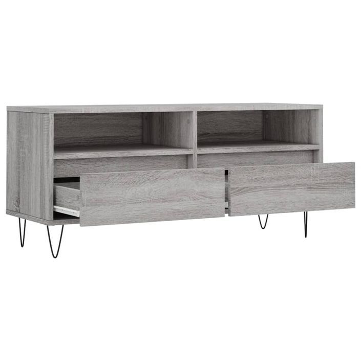 Meuble TV sonoma gris 100x34,5x44,5 cm bois d'ingénierie - Photo n°6