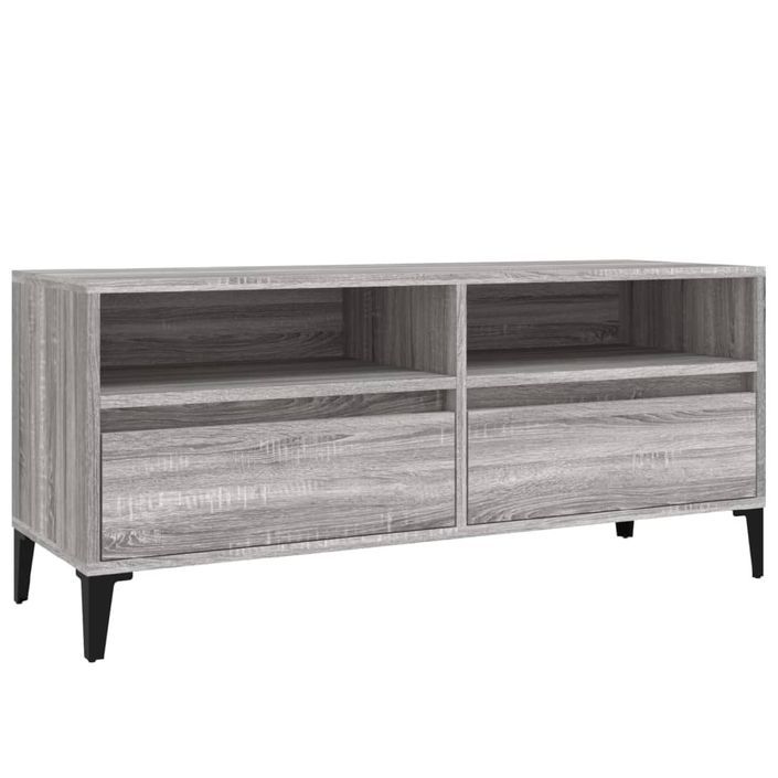 Meuble TV sonoma gris 100x34,5x44,5 cm bois d'ingénierie - Photo n°1