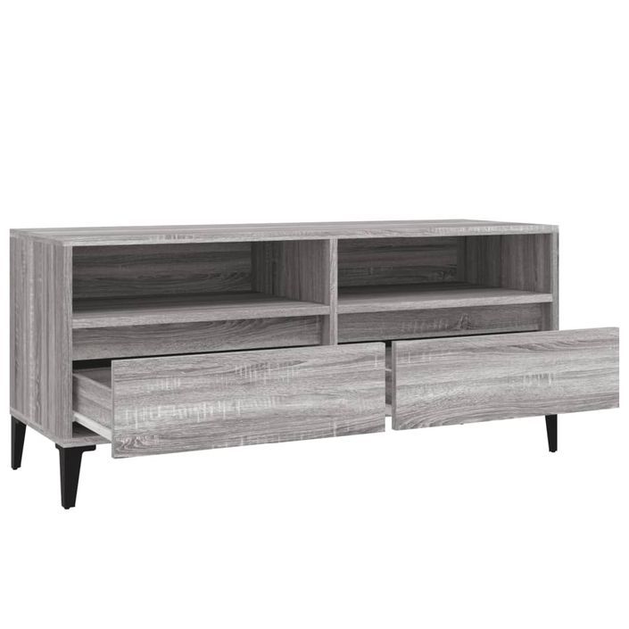 Meuble TV sonoma gris 100x34,5x44,5 cm bois d'ingénierie - Photo n°8