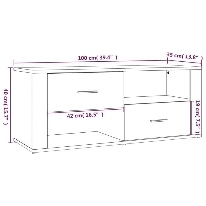 Meuble TV Sonoma gris 100x35x40 cm Bois d'ingénierie - Photo n°10